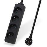Waytex 52132 stekkerdoos met 4 elektrische stopcontacten, 16 A, 2P+T, kabel lengte 5,00 m, kinderbeveiliging, CE NF, zwart