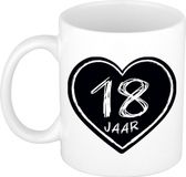 Bellatio Decorations cadeau mok/beker - 18 jaar - verjaardag - keramiek - 300 ml