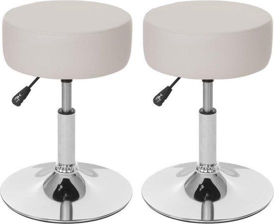 2x barkrukken kunstleer creme