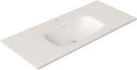 Saniclass Flow Meubelwastafel - 101x46x1.5cm - overloop - 1 wasbak midden - 1 kraangat - solid surface wit mat