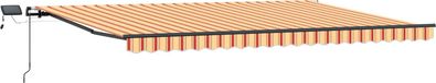 vidaXL Uitschuifbare zonnescherm, geel en oranje, 500 x 300 cm