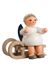 KWO Engel Beeldje op Sledge, 5 cm, Hout, Multi kleuren, One Size