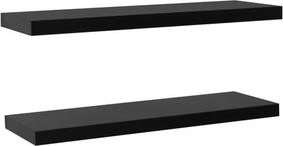 vidaXL Wandschappen zwevend 2 st 120x20x3,8 cm zwart