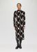 s.Oliver BLACK LABEL s.Oliver Gebreide jurk met lange mouwen, klassieke kraag, dierenprint, zwart, maat 38
