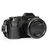 MegaGear Echt lederen halve cameratas voor Fujifilm X-S20 - Stijlvolle en beschermende digitale fotografietas (zwart)