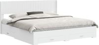 vidaXL Bedframe met opbergruimte en hoofdbord Wit Bewerkt hout