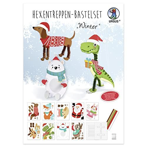 Ursus Heksentrap Winterknutselset - 9 Kerstdieren - Fotokarton - 25 x 35 cm
