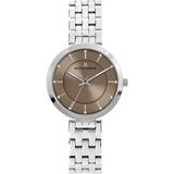 Jacques Lemans 1-2211B Polshorloge Dames Zilverkleurig Bruin Staal Kwarts