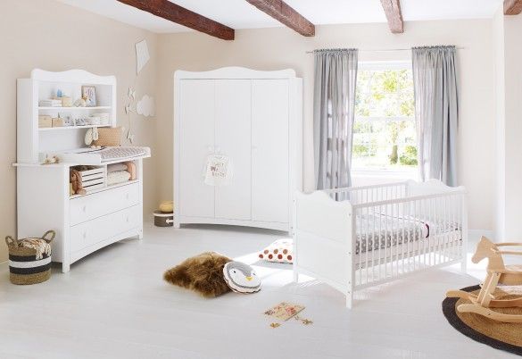 Pinolino Florentina Baby Cot - White - Wood - With Changing Table