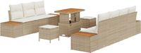 vidaXL Tuinbank - Beige - Poly Rattan - 3 zitplaatsen - Inclusief kussen