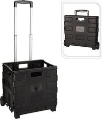 Warenhuisthuis Trolley met vouwkrat - Zwart - 30L - Inklapbaar