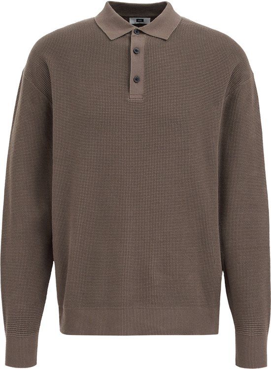 WE Fashion Heren regular fit gebreide polo met structuur