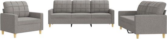 vidaXL 3-delige Loungeset met kussens stof taupe