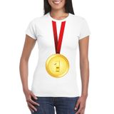 Bellatio Decorations Shoppartners Bv Gouden medaille kampioen shirt wit dames - Winnaar shirt Nr 1 M