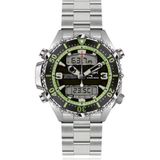Chris Benz CB-D200X-G-MB Unisex Polshorloge Saffierglas Staal Zilverkleurig Groen
