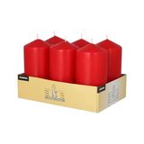 Conpax candles Stompkaarsen/zuilkaarsen set van 6x - kersenrood - D6 x H12 cm - 24 branduren