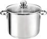 Casserole à induction XXL sans marque 24 cm avec couvercle en verre - 9 litres acier inoxydable