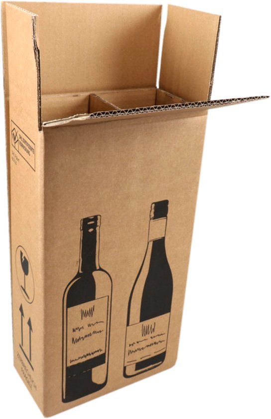 SendProof® Wine Shipping Box | 2 Bottles | Brown/Black | 10 Pieces