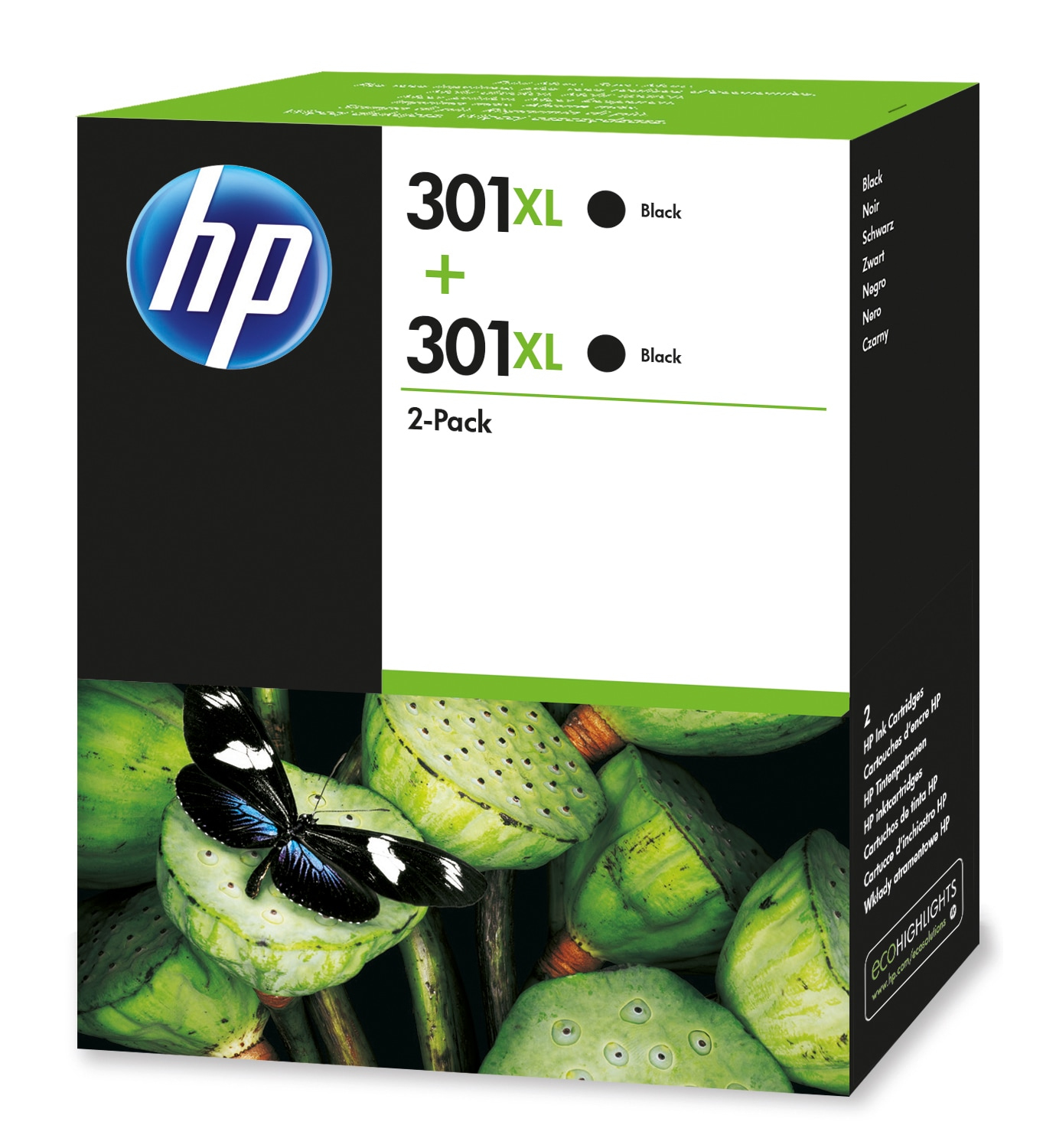 HP 301XL originele high-capacity zwarte inktcartridges, 2-pack