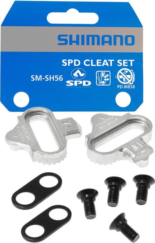 Shimano SM-SH56 SPD schoenplaatjes – multidirectionele uitklikfunctie – 2-bouts – 1 paar – zilver