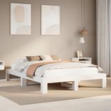 vidaXL Bedframe zonder matras, massief grenenhout, wit, 150x200 cm