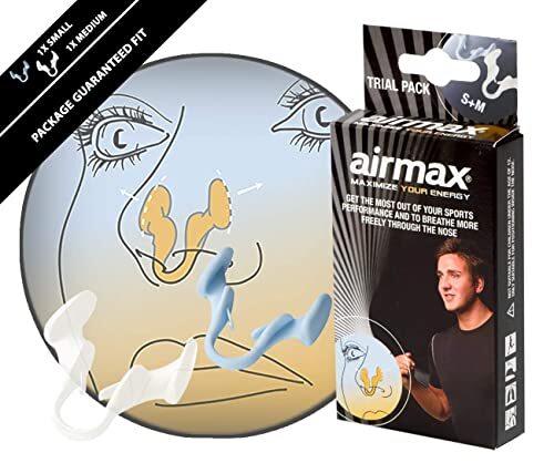 Airmax Airmax sport neusspreider probeerverpakking | 1x maat small (blauw) & 1x maat medium (transparant) | Met gratis opbergdoosje | Beter ademhalen door de neus | Betere luchtdoorstroming door de neus | Ideaal tijdens het sporten | Beter presteren | Hardlopen,