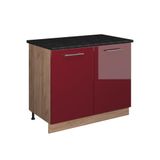 Vicco Wastafelkast Fame-Line, Bordeauxrode hoogglans/Goudkleurig Eiken, 100 cm, WB Antraciet