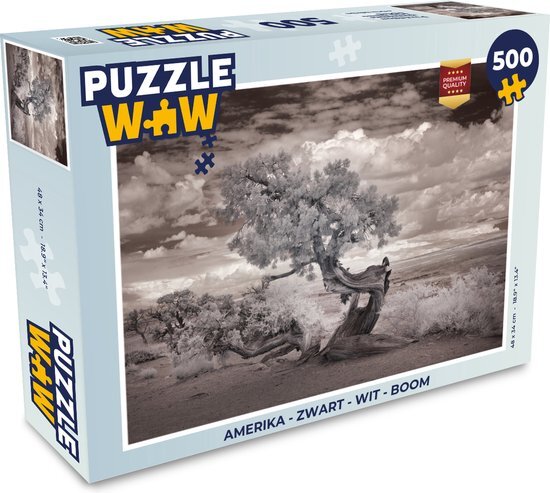 MuchoWow Puzzel Amerika - Zwart - Wit - Boom - Legpuzzel - Puzzel 500 stukjes