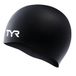 TYR Swimming Fabric Silicone Cap for Men Women Boys Girls | Free Size for Adults and Kids | Premium Skin Friendly Material | Ideal for Long and Short Hair (Black)