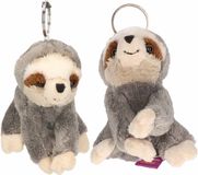 Merkloos / Sans marque Ravensden B.V. Set van 2x stuks pluche luiaard dieren sleutelhangers 10 cm - Beige