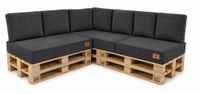 ODOL-PLUSZ Palletkussens Set 10-delig – Corduroy Ribstof – Grafiet – Zitkussens 120x80x15 cm en Rugkussens 60x40 cm – Voor Palletbank Binnen en Buiten