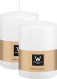Wiedemann bougie cylindrique/bougie pilier grande - 2x - blanc - 15 x 10 cm - 113 heures de combustion - bougies pilier