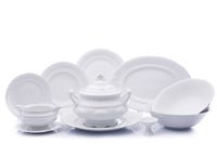 Leander Service de table Sonata, dentelle blanche, porcelaine blanche, 25 pièces