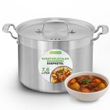 NutriChef Kookpot Inductie, 7L Soeppan, Zware Roestvrijstalen Soeppot met Deksel
