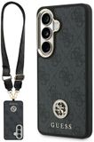 Guess Housse + Cordon 4G Big Rhinestone Triangle Strap MagSafe pour Samsung Galaxy S26 Noir