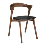 Ethnicraft Bok Stoel Gestoffeerd Gelakt Bruin Teak / Zwart Leder