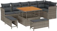 vidaXL Tuinbank Set 7-zits Grijs Polyrattan