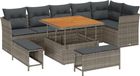 vidaXL Banc de jardin 7 places polyrattan gris