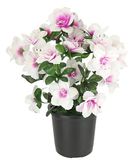 Kunstbloem azalea in pot 29 cm wit/roze