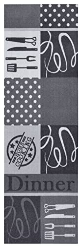 Zala Living Wasbare keukenloper Dinner (50 x 150 cm, antislip, antracietgrijs)