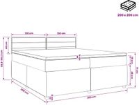 vidaXL Lit boxspring avec matelas, Crème, 200 x 200 cm, Tissu