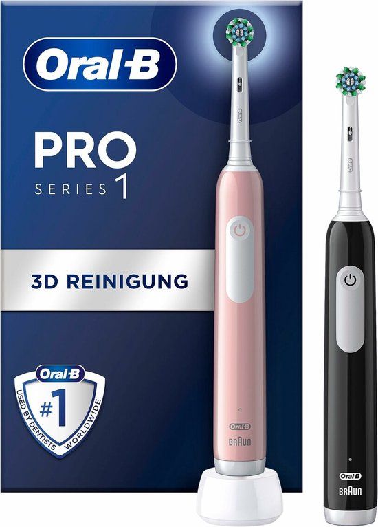 Oral-B PRO 1 Elektrische Tandenborstel - Roze & Zwart - 2 Handvatten - 2 Opzetborstels