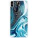 Apple iPhone XS Marbre bleu paillete Verstevigd hoesje met sublimatie bedrukking