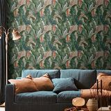 Livingwalls Vliesbehang jungle groen roze - behang woonkamer slaapkamer 394353 - behang jungle bladeren - 10,05 m x 0,53 m voor 5,33m² - Made in Germany