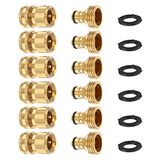 FINEST+ Tuinslang snelkoppeling, massief messing 3/4 inch schroefdraadfitting zonder lek waterslang, vrouwelijk en mannelijk, eenvoudig aan te sluiten (6 sets)