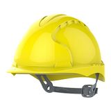 JSP EVO®2 Veiligheidshelm met slip ratelaanpassingsharnas - EN 397 industriële harde hoed voor bouw-, bouw- en werklocaties - geel (AJE030-000-200)