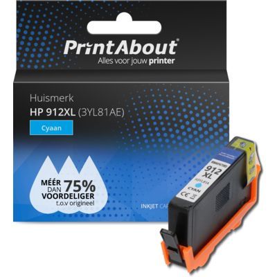 PrintAbout HP 912XL (3YL81AE) Cyaan Hoge capaciteit Inktcartridge