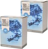 Merkloos Kerstverlichting - 2x - LED - blauw - 16,5 meter