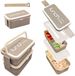 Unyqoos® Grijze tweelaagse lunchbox met vakken en bestek voor werk en school