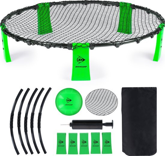 Dunlop Spikeball Set - 90 x 20 CM - Spyderball - Incl. Net, Frame, Poten, Bal, Pomp en Reistas - Max. 4 Spelers